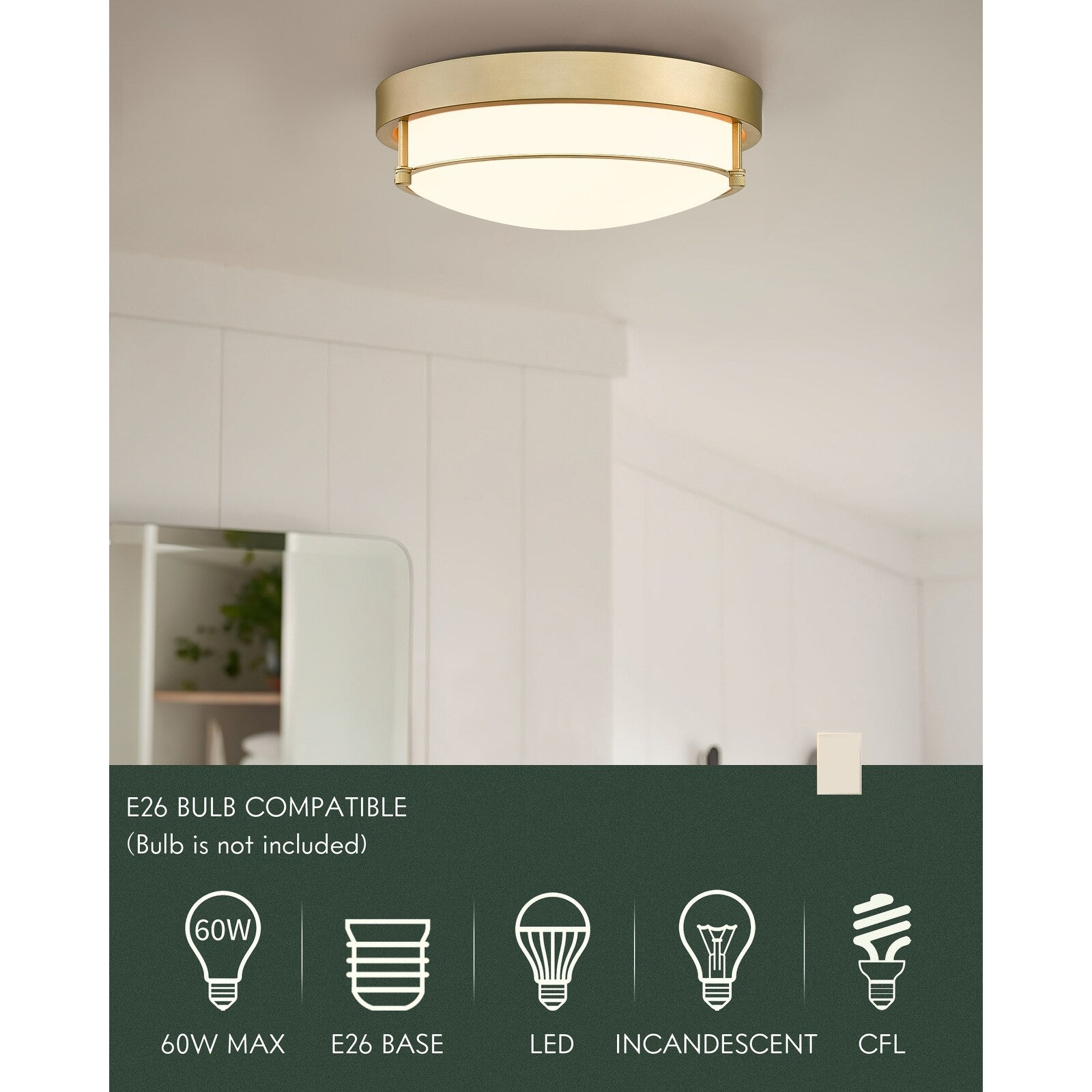 12 Inch 2-Light Flush Mount Light Fixture, Modern Ceiling Light