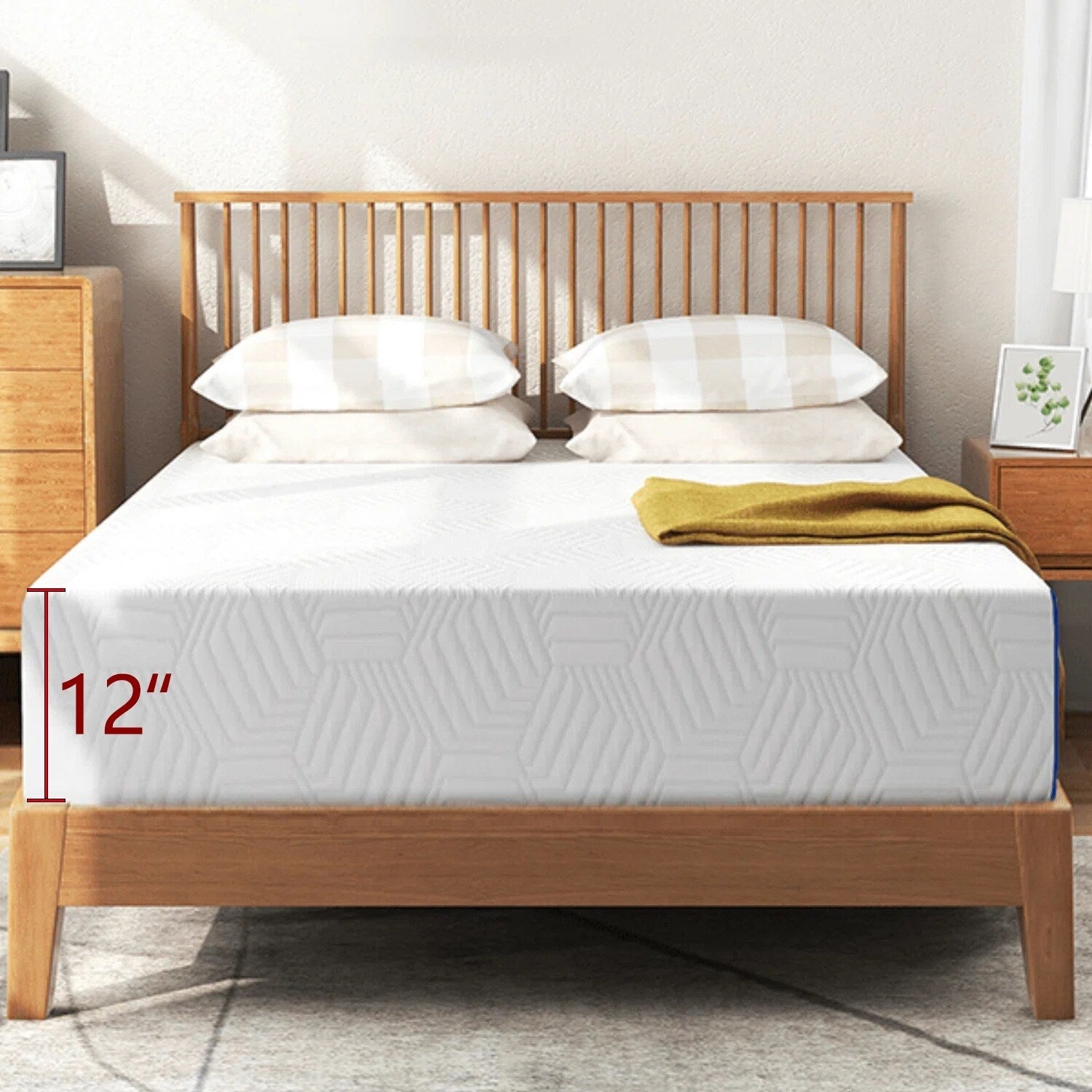 12 inch Foam and Spring Hybrid Mattress, Medium Firm Feel Durable Support Mattress Bed in a Box
