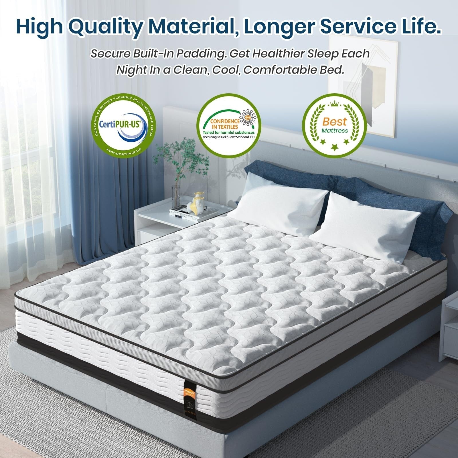 12 inch King Hybrid Mattress in a Box,Cooling Gel Infused Memory Foam and Pocket Spring Mattress,Medium Firm,76x80inches