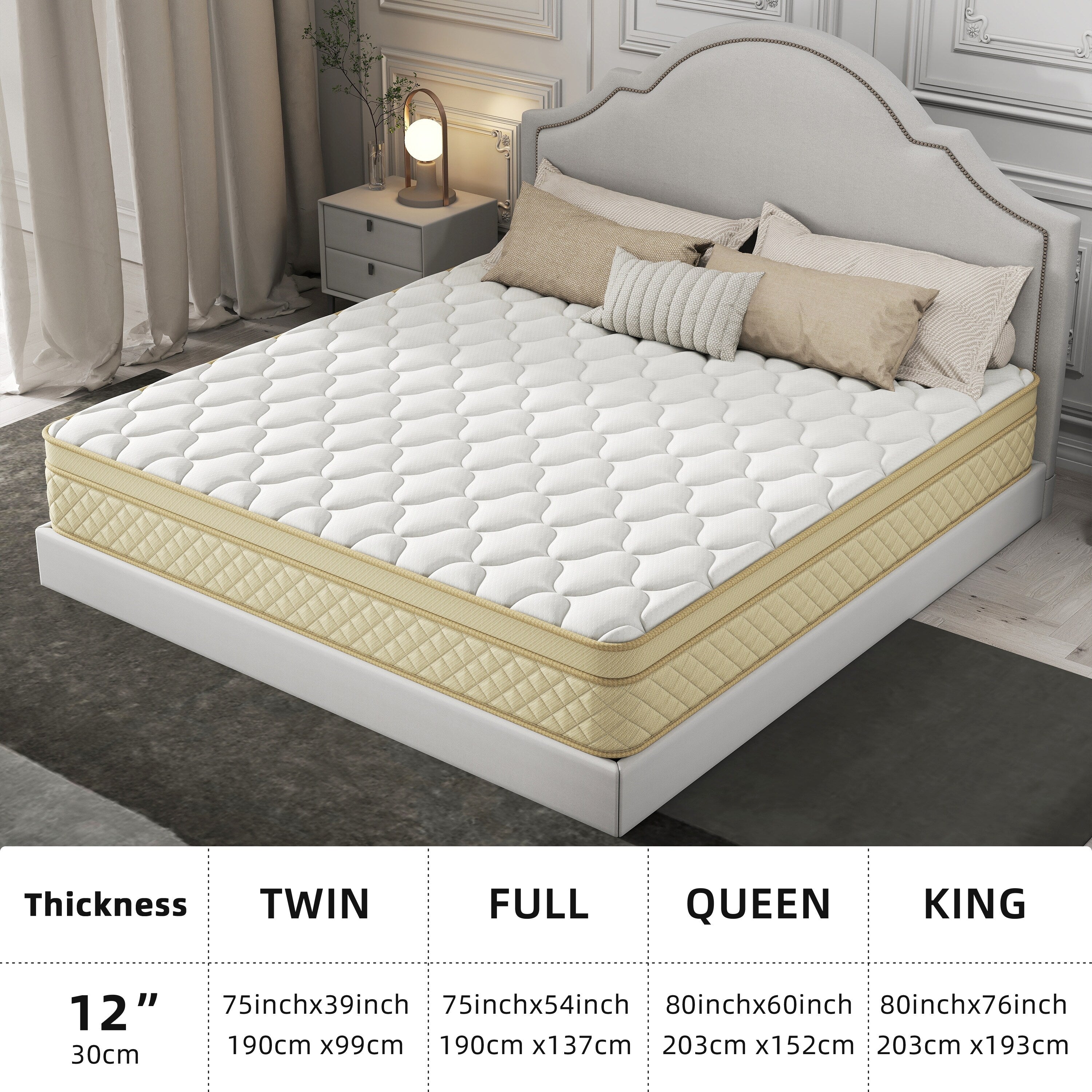 12 Euro Top Medium Memory Foam Hybrid Mattress in a Box