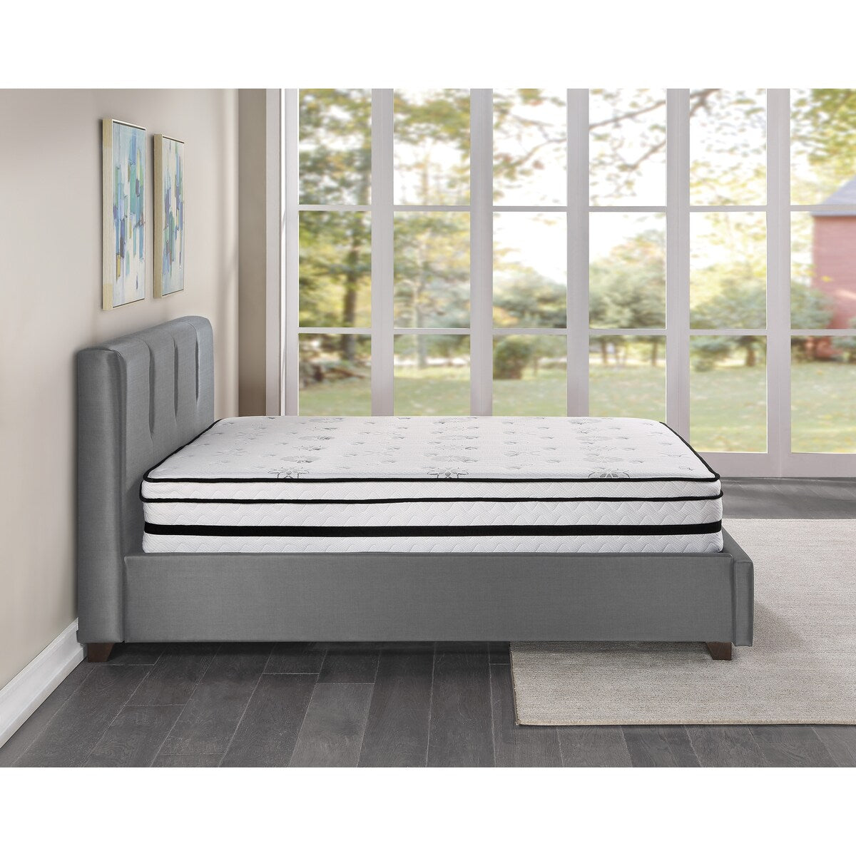 12 Full Mattress Highly Breathable Quilted Cover Hybrid Mattress, White, Plush Foam Mattress in a Box, Luxury Comfort Mattress