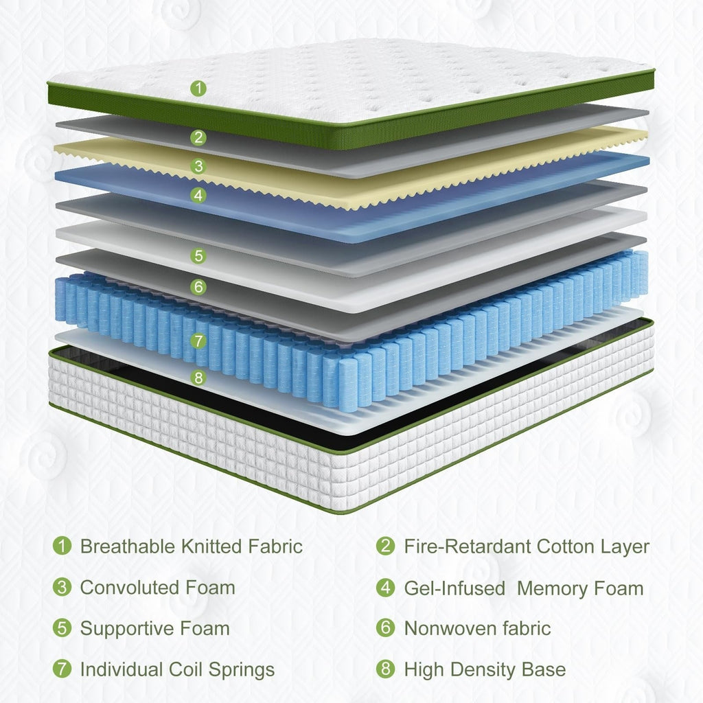 12 Hybrid Mattress with Gel Memory Foam & Pocket Springs