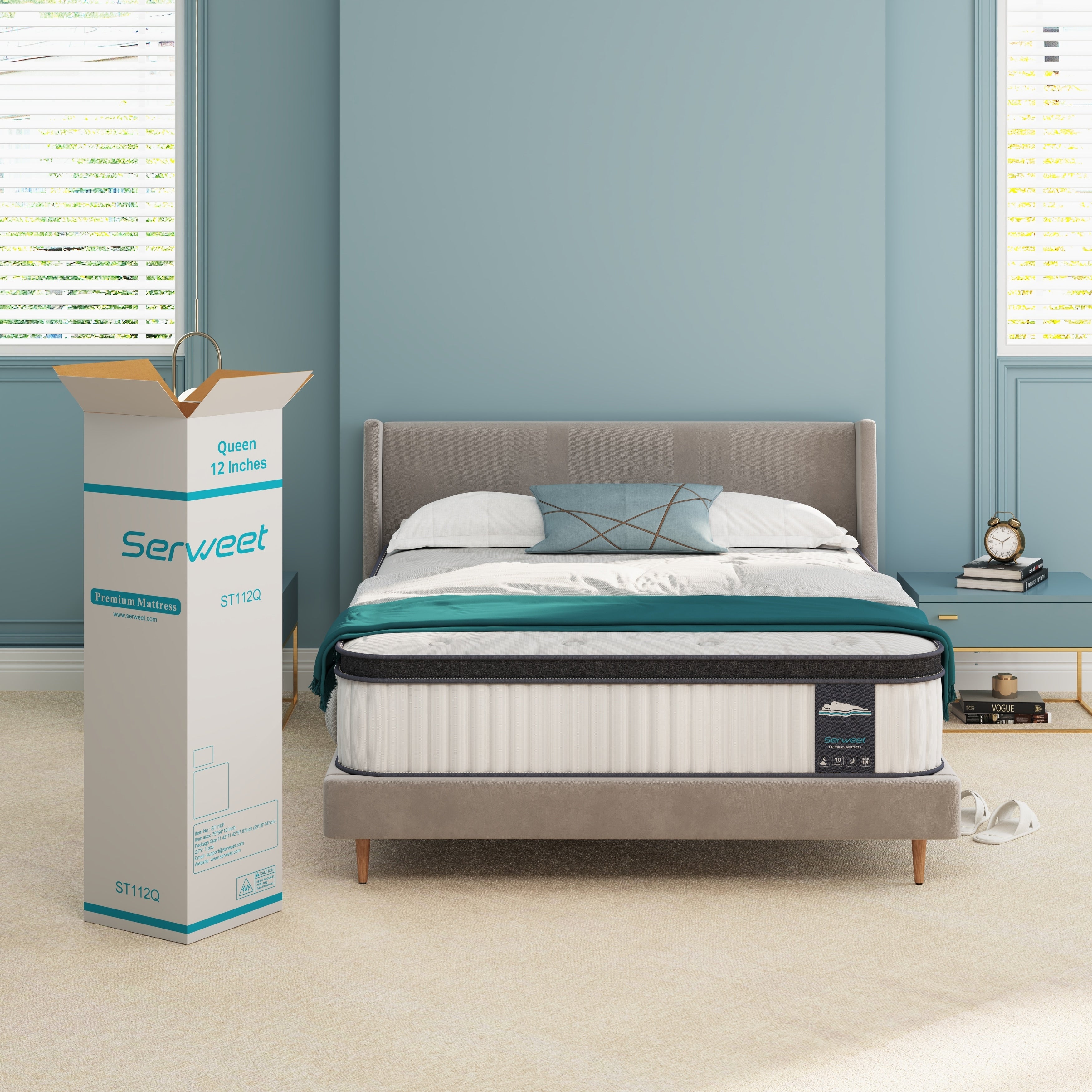 12 Hybrid Memory Foam and Pocket Spring Mattress, Mattress in a Box