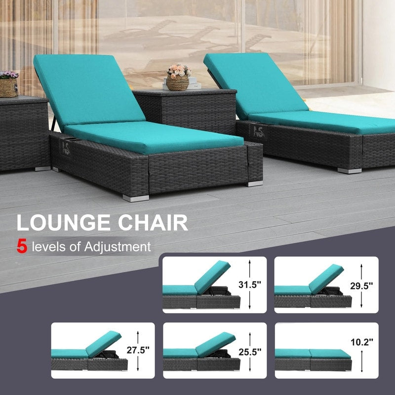 FINCATI 13 Pcs Patio Outdoor Wicker Furniture Sectional Sofa Set with Lounge Chair