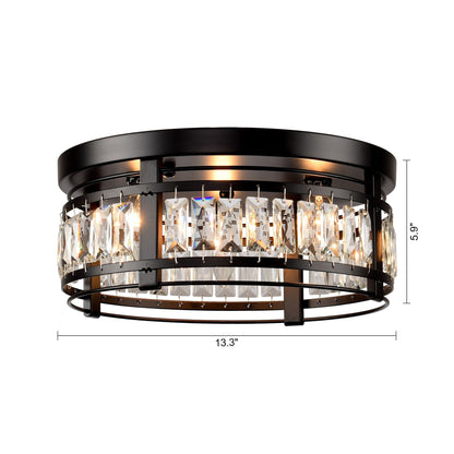 14-in Matte Black Industrial Flush Mount Ceiling Light