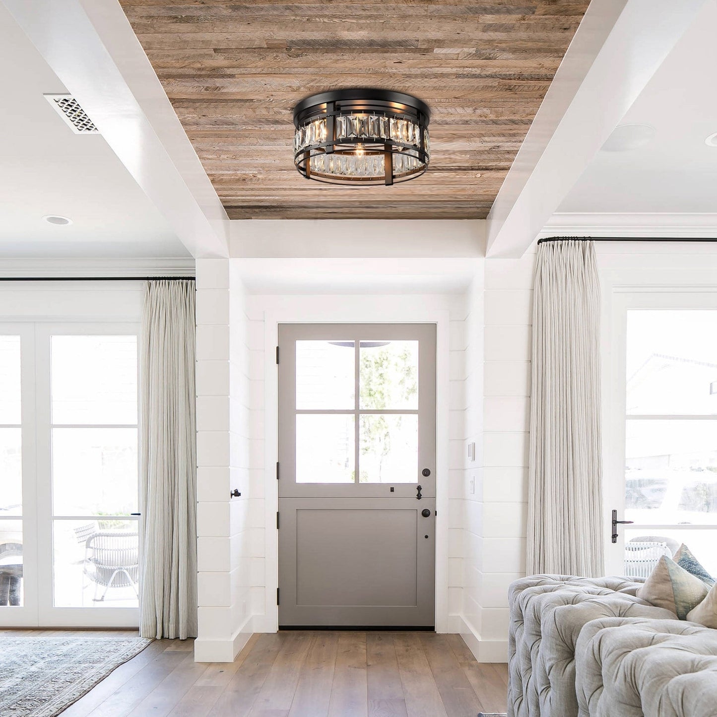 14-in Matte Black Industrial Flush Mount Ceiling Light