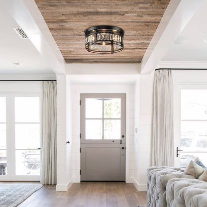 14-in Matte Black Industrial Flush Mount Ceiling Light