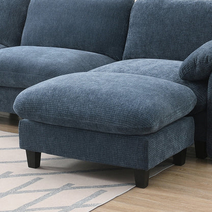 140-Inch Chenille Sectional Sofa with USB and Type-C Charging Ports, Phone Holders, Side Storage Pockets, Movement Ottomans