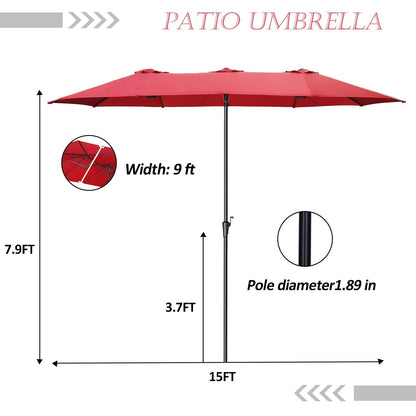 Autlaycil 13Ft Retangle Patio Umbrella Extra-Large Outdoor Umbrella No Base
