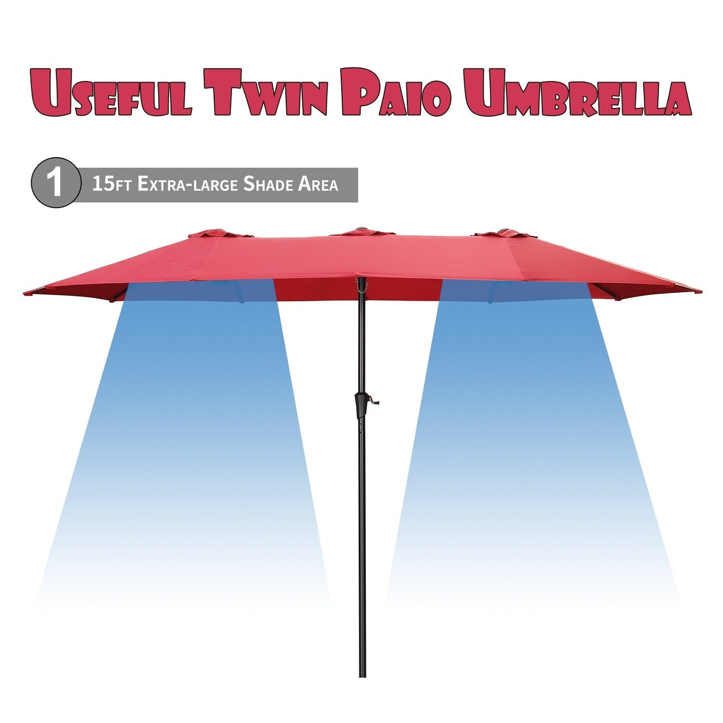 Autlaycil 13Ft Retangle Patio Umbrella Extra-Large Outdoor Umbrella No Base