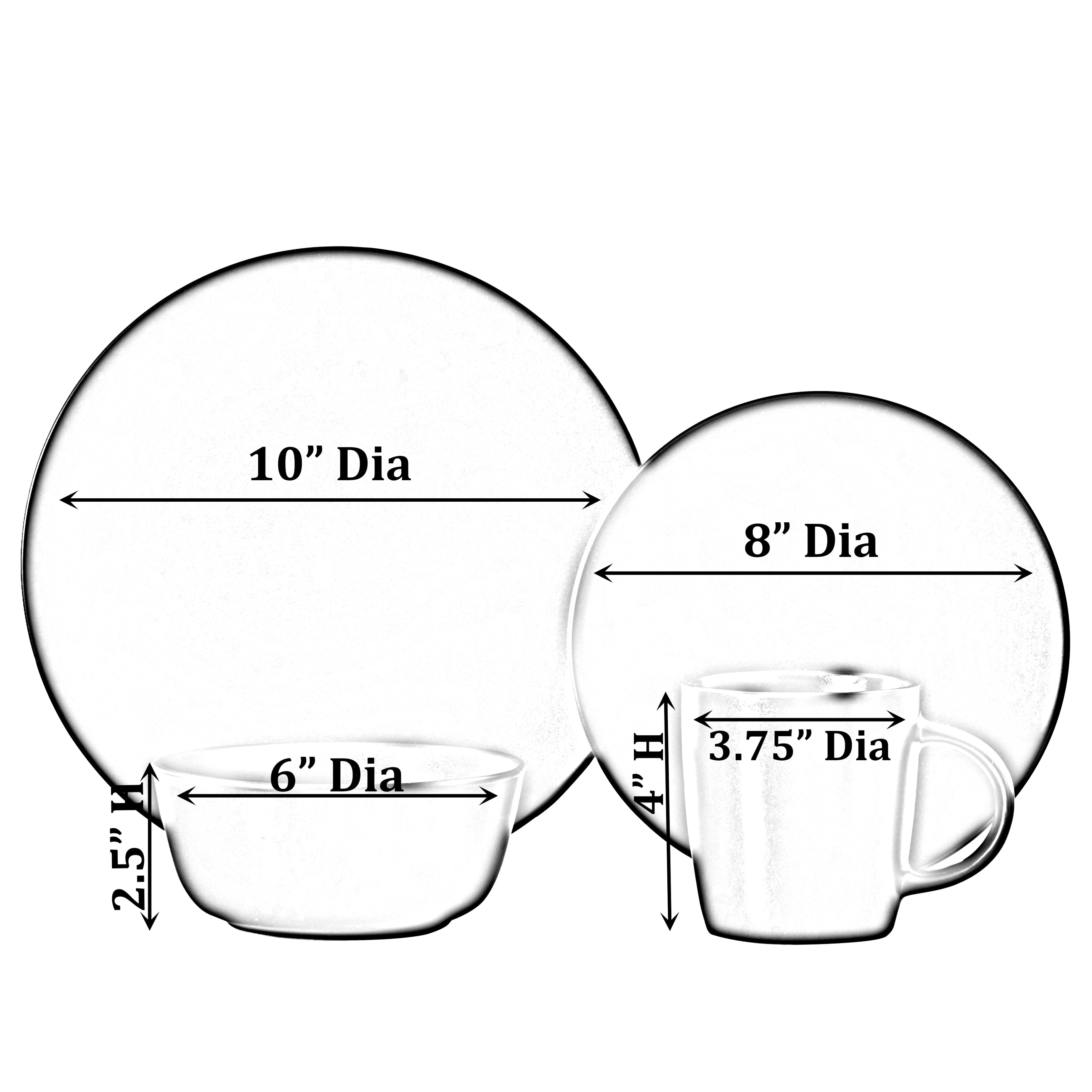 16 PC Dinnerware Dish Set for 4 Person | Mugs, Salad and Dinner Plates and Bowls Sets, Chip and Crack Resistant, Matte Black