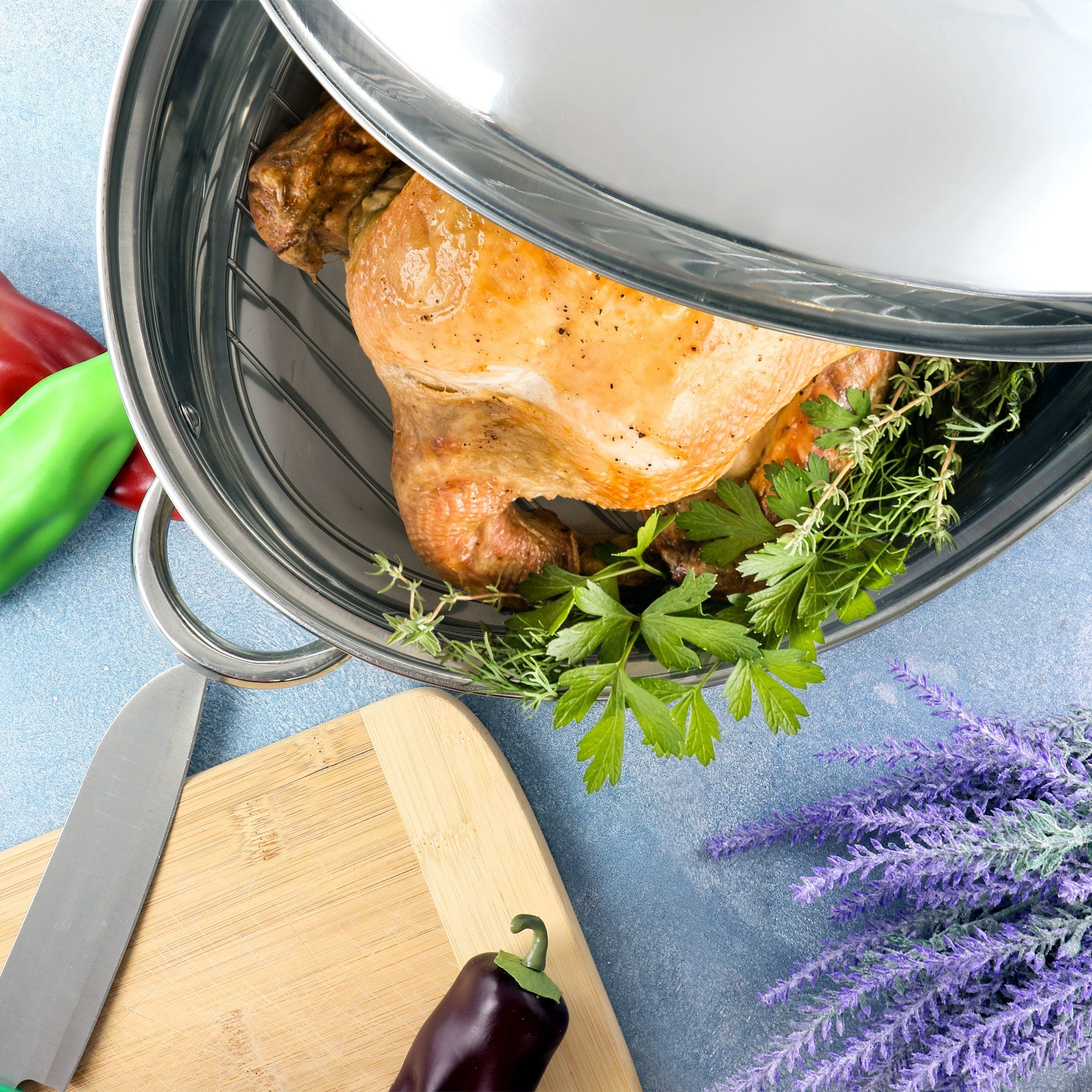 18 Inch Oval Stainless Steel Roaster - 18 Inch