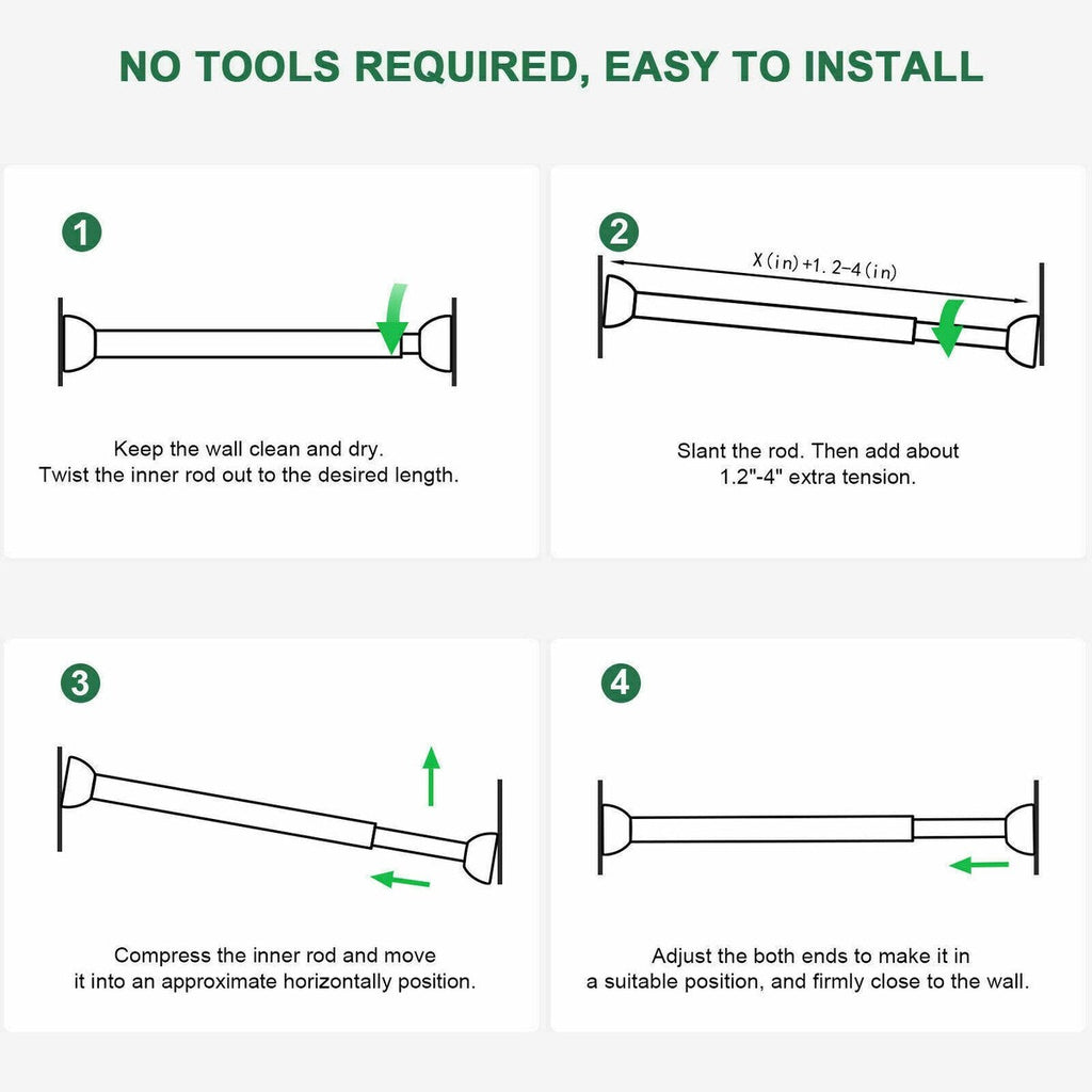 1-inch Adjustable Tension-mounted Shower or Window Curtain Rod