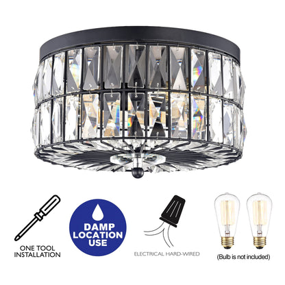 C Cattleya 2-Light Incandescent Crystal Flush Mount Ceiling Light Fixture