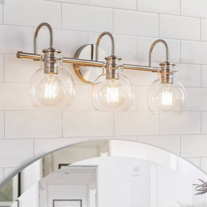 2/3 Light Bathroom Vanity Light Wall Sconce with Glass Shade