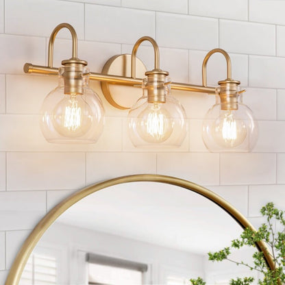 2/3 Light Bathroom Vanity Light Wall Sconce with Glass Shade