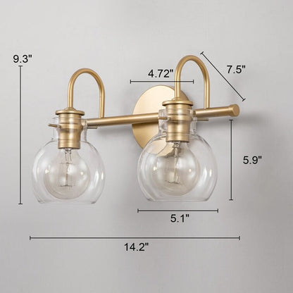 2/3 Light Bathroom Vanity Light Wall Sconce with Glass Shade