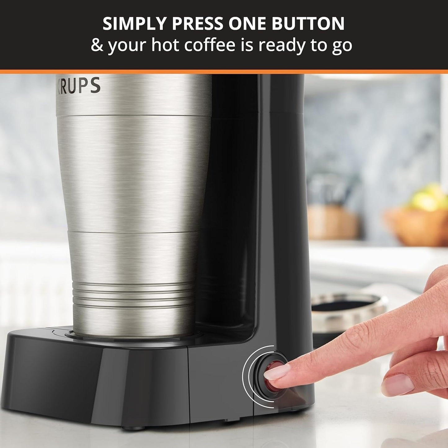 2-Cup Single Serve Coffee Maker with Travel Tumbler, 650W, Compact Stainless Steel Design