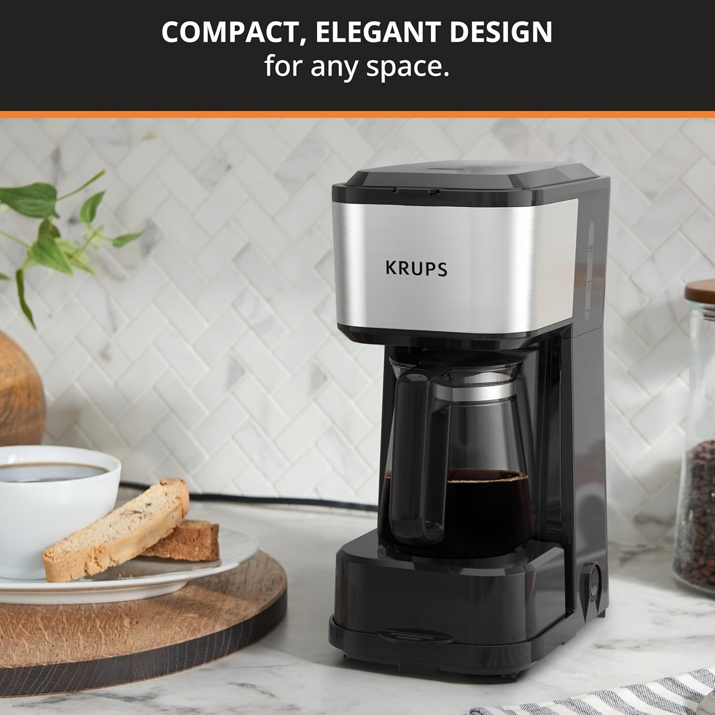 2-Cup Travel Coffee Maker, 14oz Thermal Tumbler, Stainless Steel, Compact Design for Single Serve