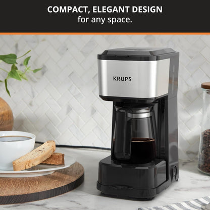 2-Cup Travel Coffee Maker, 14oz Thermal Tumbler, Stainless Steel, Compact Design for Single Serve