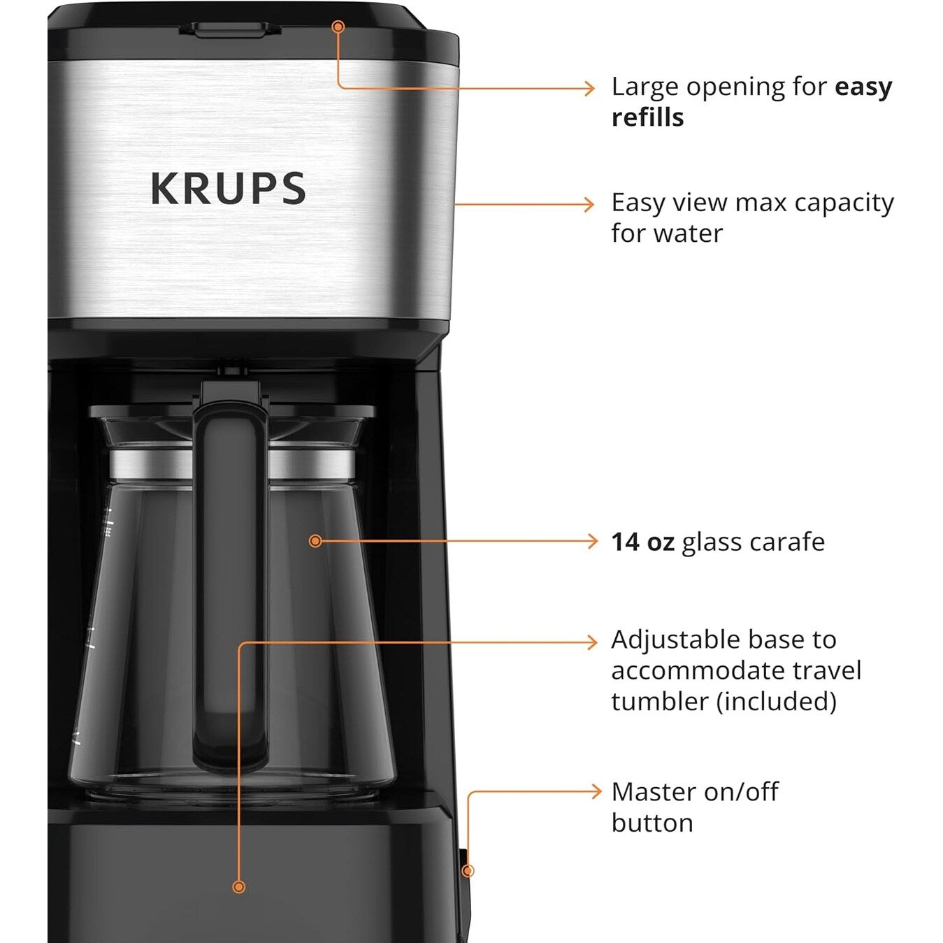 2-Cup Travel Coffee Maker, 14oz Thermal Tumbler, Stainless Steel, Compact Design for Single Serve