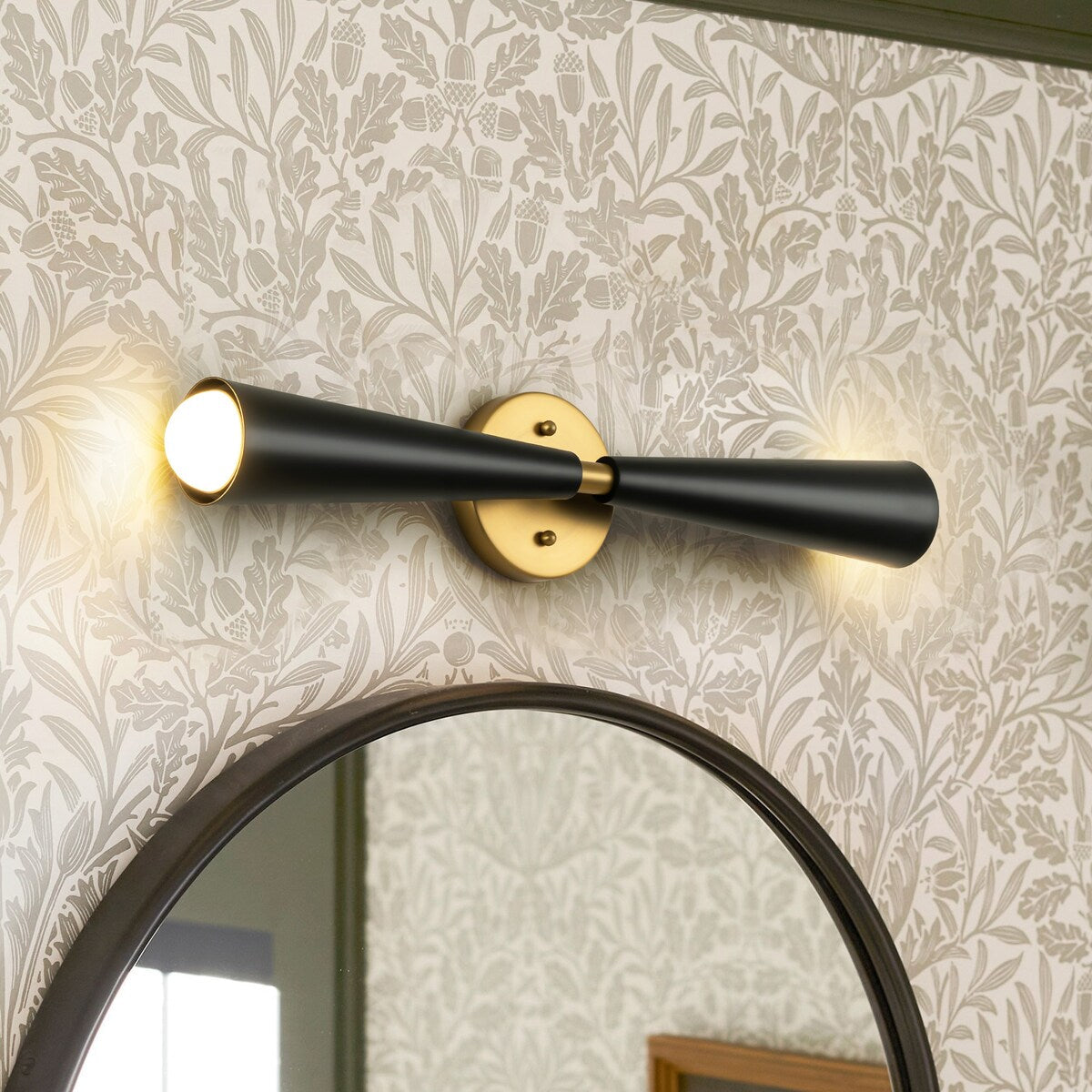 2-Light Up & Down Dual Cone Vanity Light Horn Hourglass LED Wall Sconce