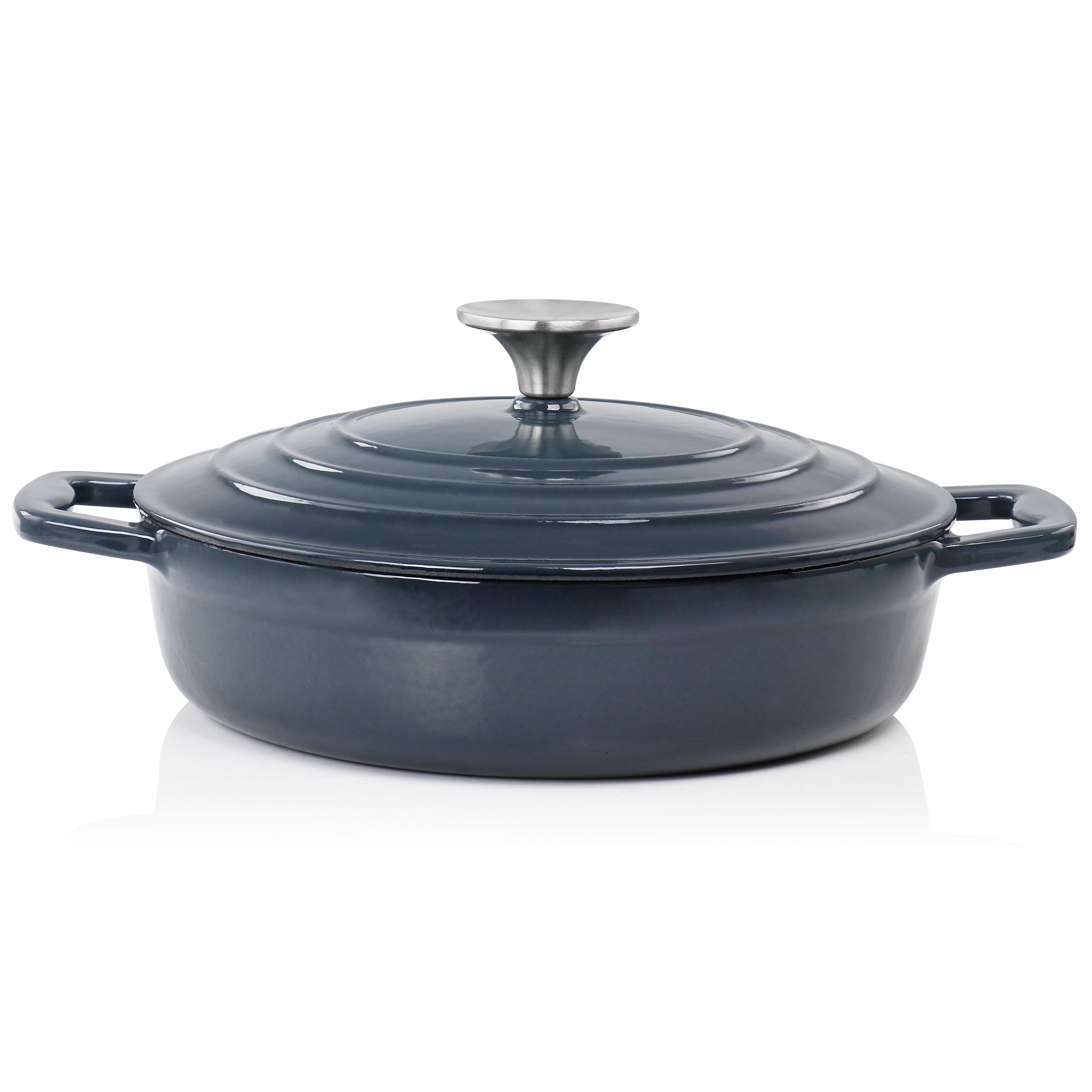 2 Quart Round Enameled Cast Iron Braiser Pan