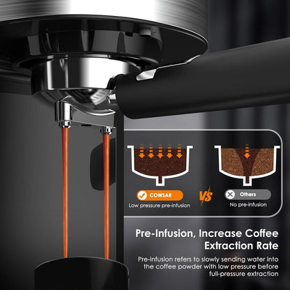 20 Bar Espresso Maker with Milk Frother Steam Wand, Cappuccino and Latte Machine for Household, Coffee Lovers Gift