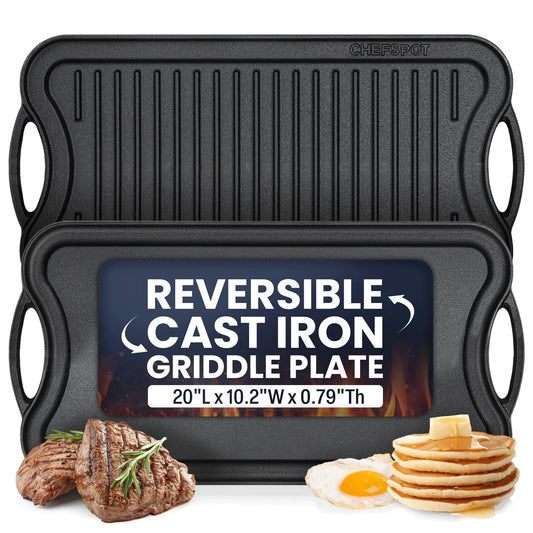 20 Preseasoned Cast Iron Reversible Griddle Plate Pan - 20 Inch