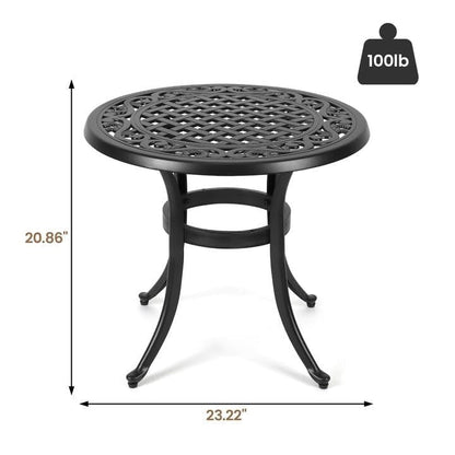 23.22 Round Cast Aluminum Outdoor Bistro Table，Mosaic Outdoor Round Side Table
