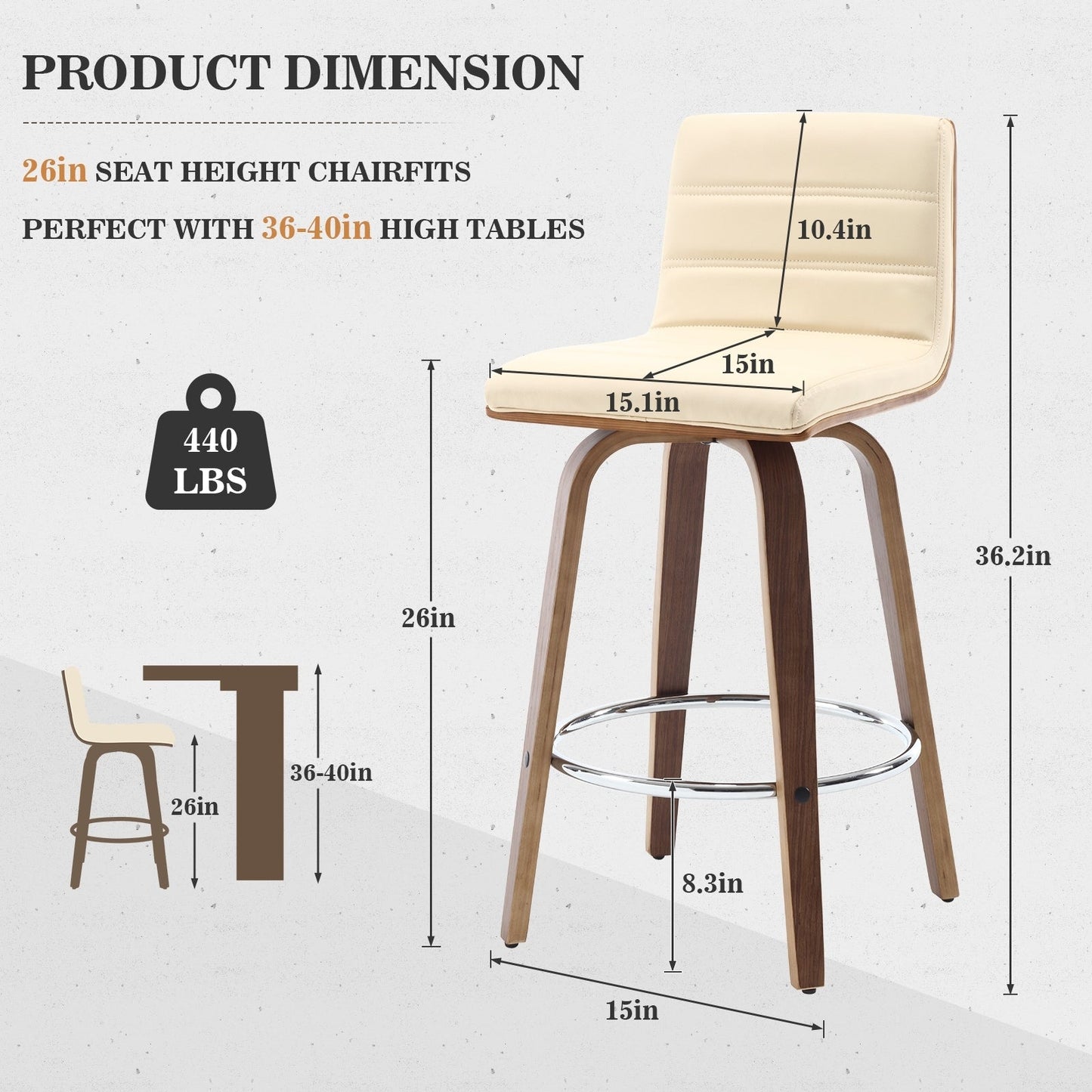 26/29 Faux Leather Swivel Bar/Counter Stools, Set of 2/3