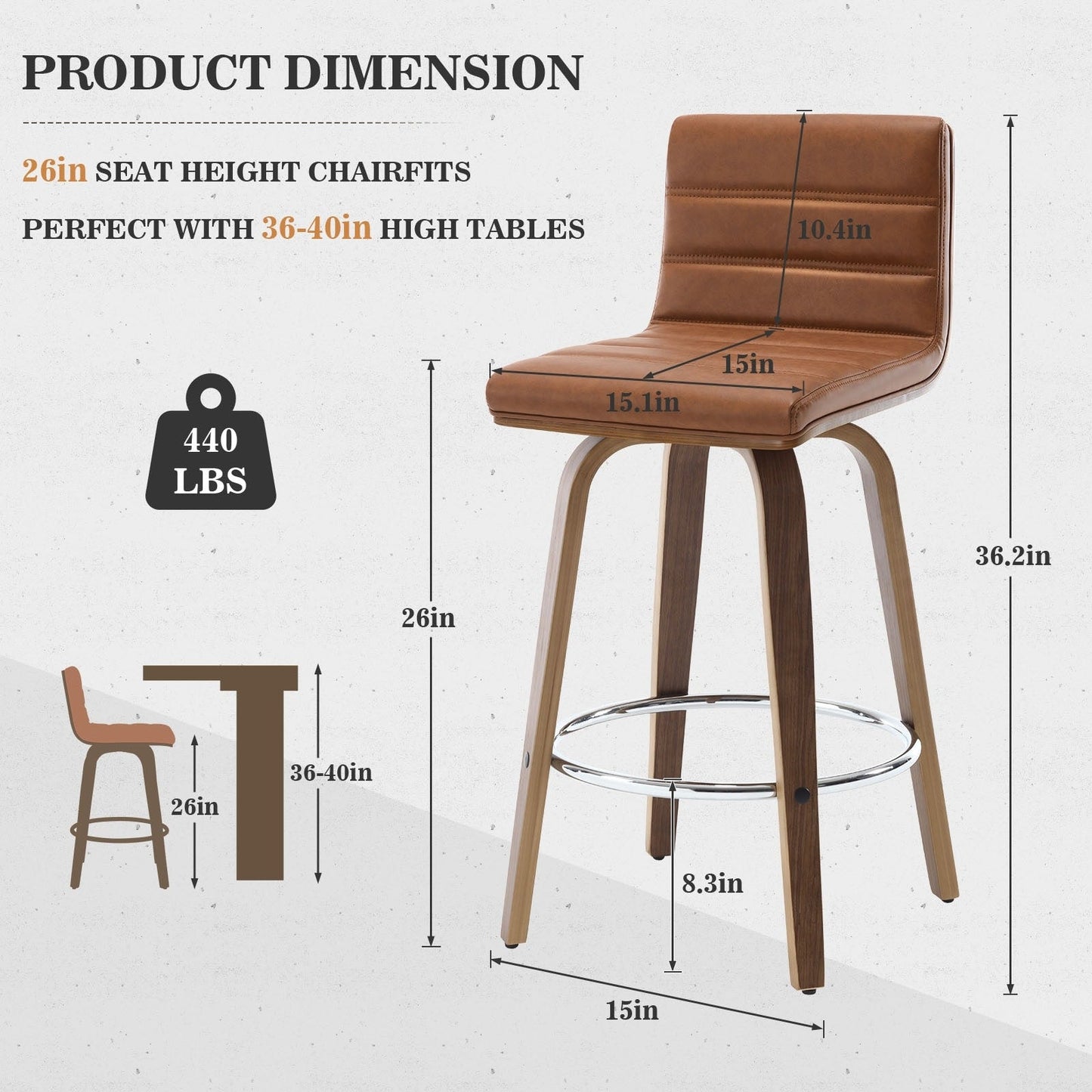 26/29 Faux Leather Swivel Bar/Counter Stools, Set of 2/3