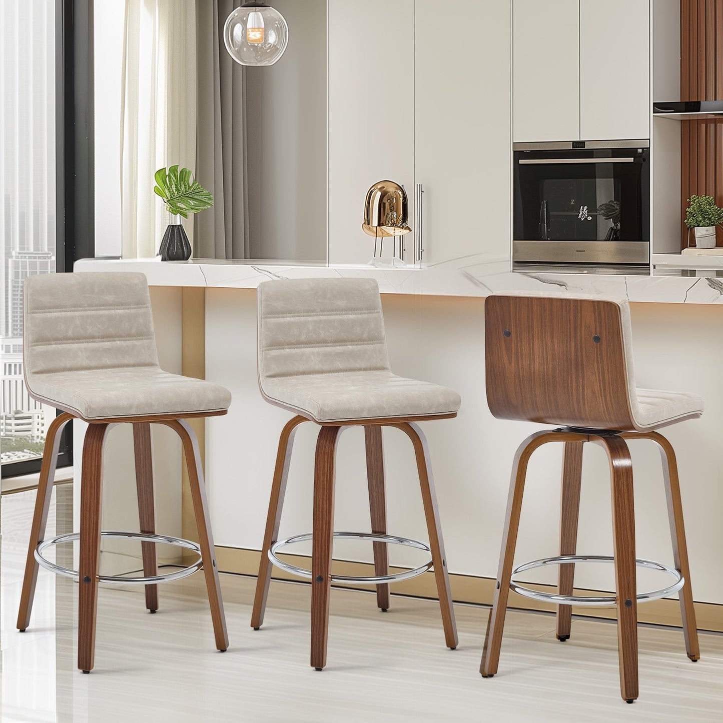 26/29 Faux Leather Swivel Bar/Counter Stools, Set of 2/3