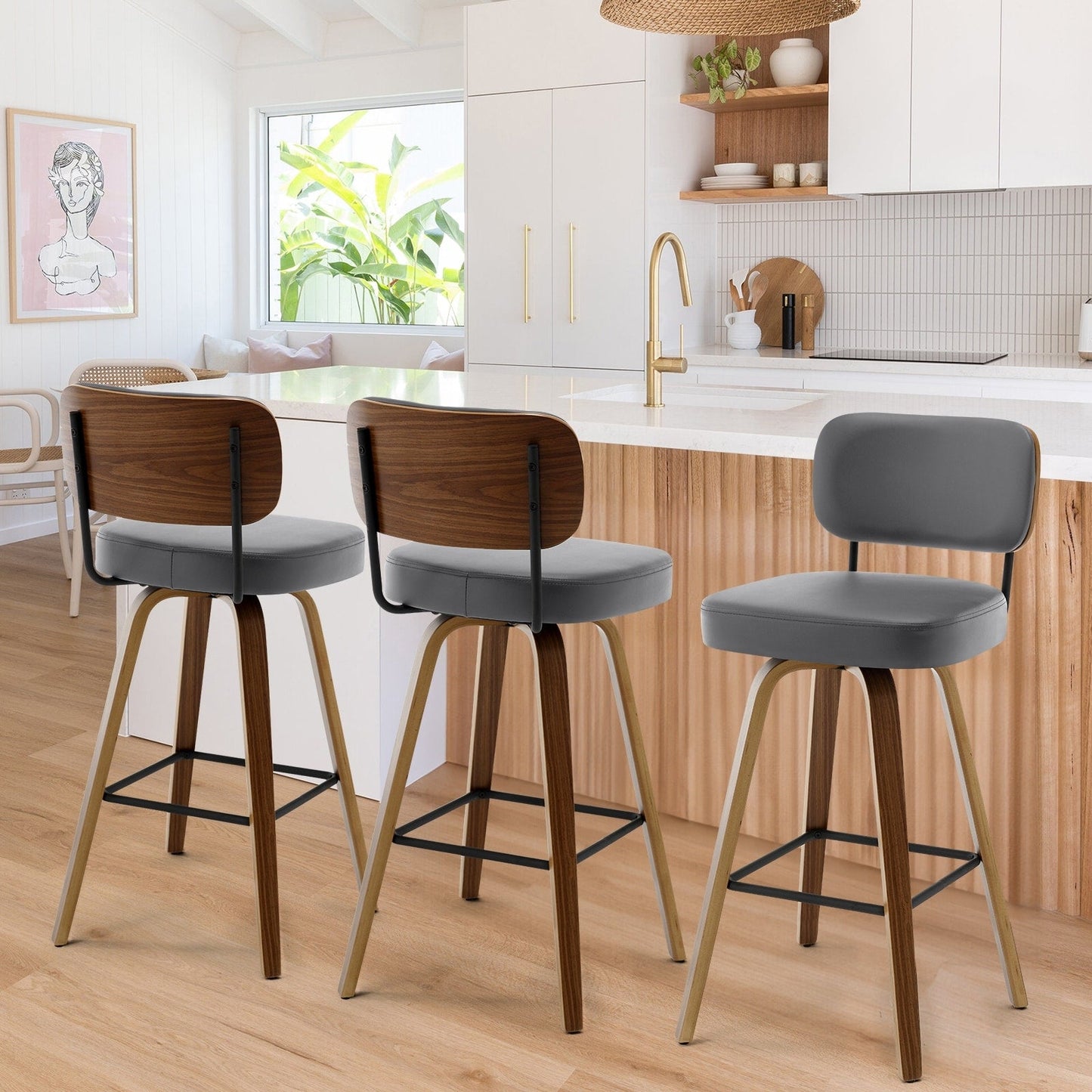 26/29 Swivel Bar Stools/ Counter Stools with Bentwood Legs