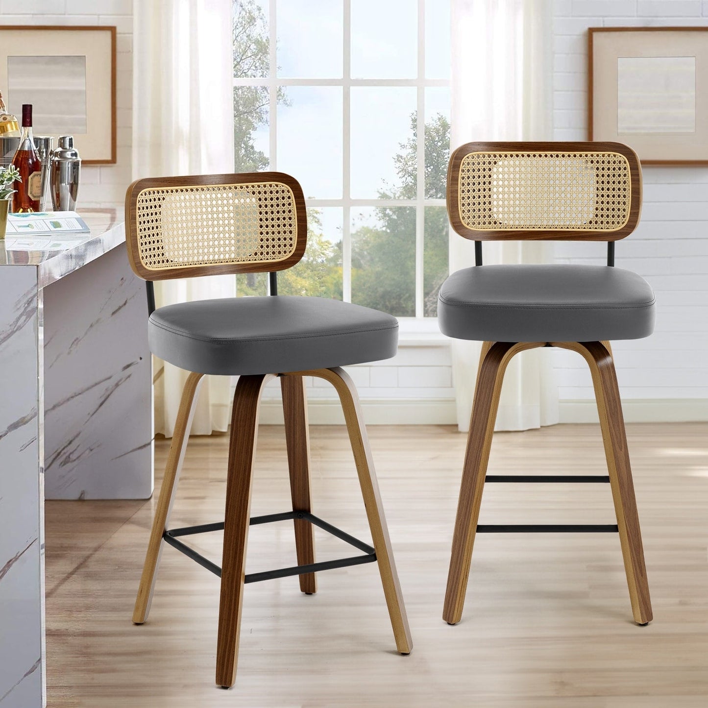 26/29 Swivel Bar Stools/ Counter Stools with Bentwood Legs