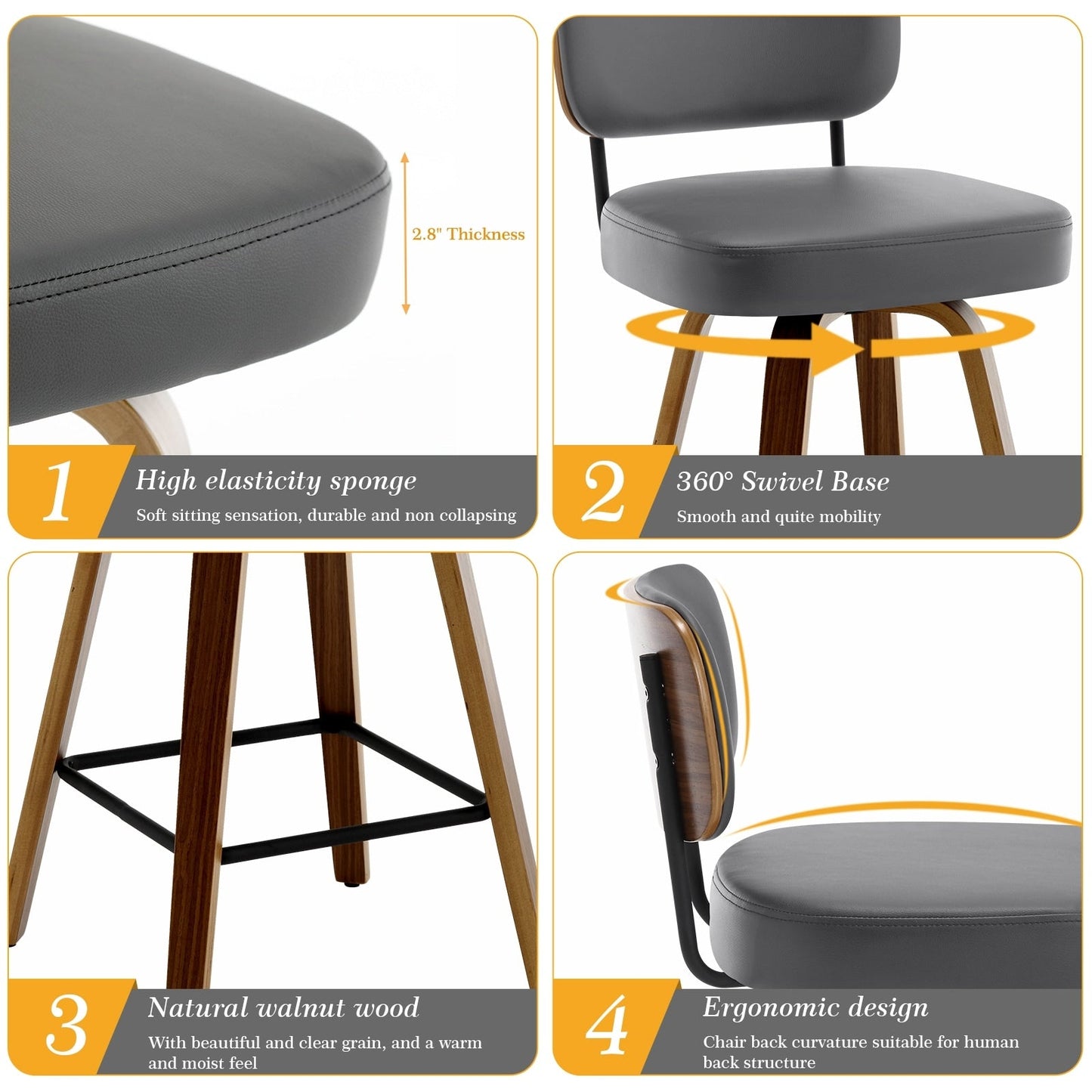 26/29 Swivel Bar Stools/ Counter Stools with Bentwood Legs