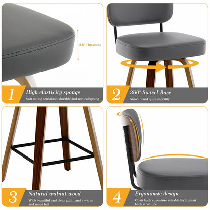 26/29 Swivel Bar Stools/ Counter Stools with Bentwood Legs