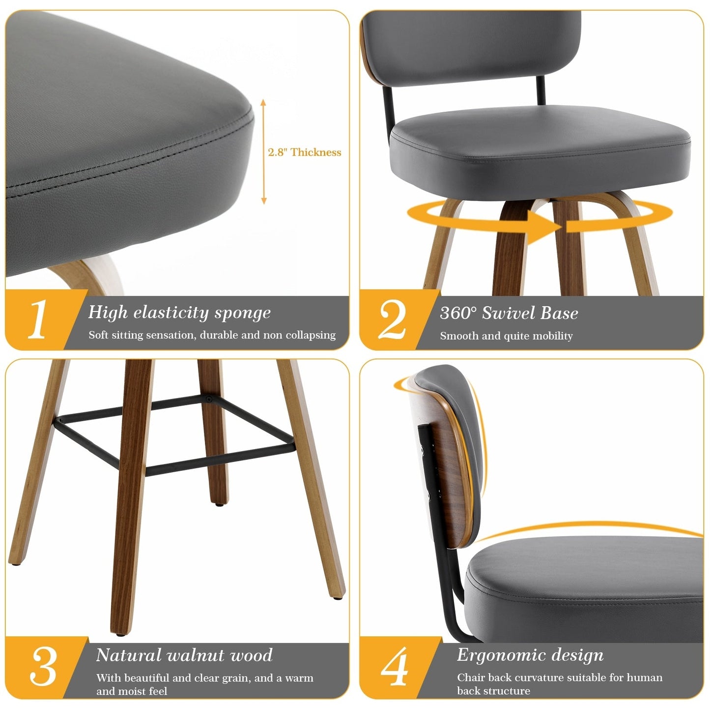 26/29 Swivel Bar Stools/ Counter Stools with Bentwood Legs