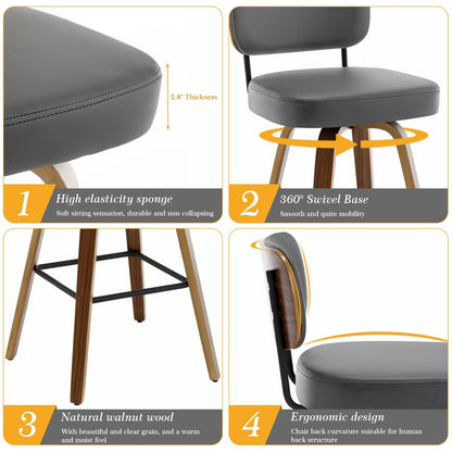 26/29 Swivel Bar Stools/ Counter Stools with Bentwood Legs