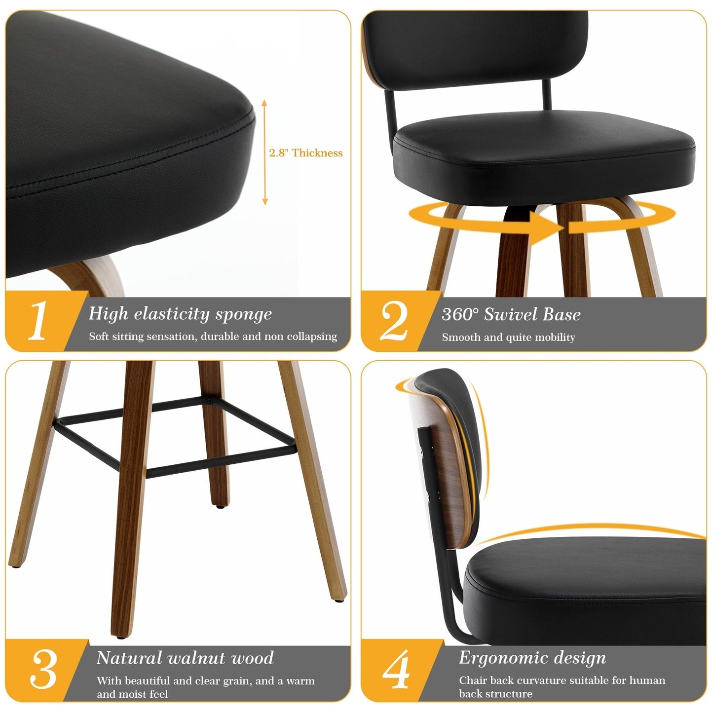 26/29 Swivel Bar Stools/ Counter Stools with Bentwood Legs