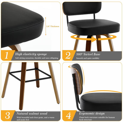 26/29 Swivel Bar Stools/ Counter Stools with Bentwood Legs