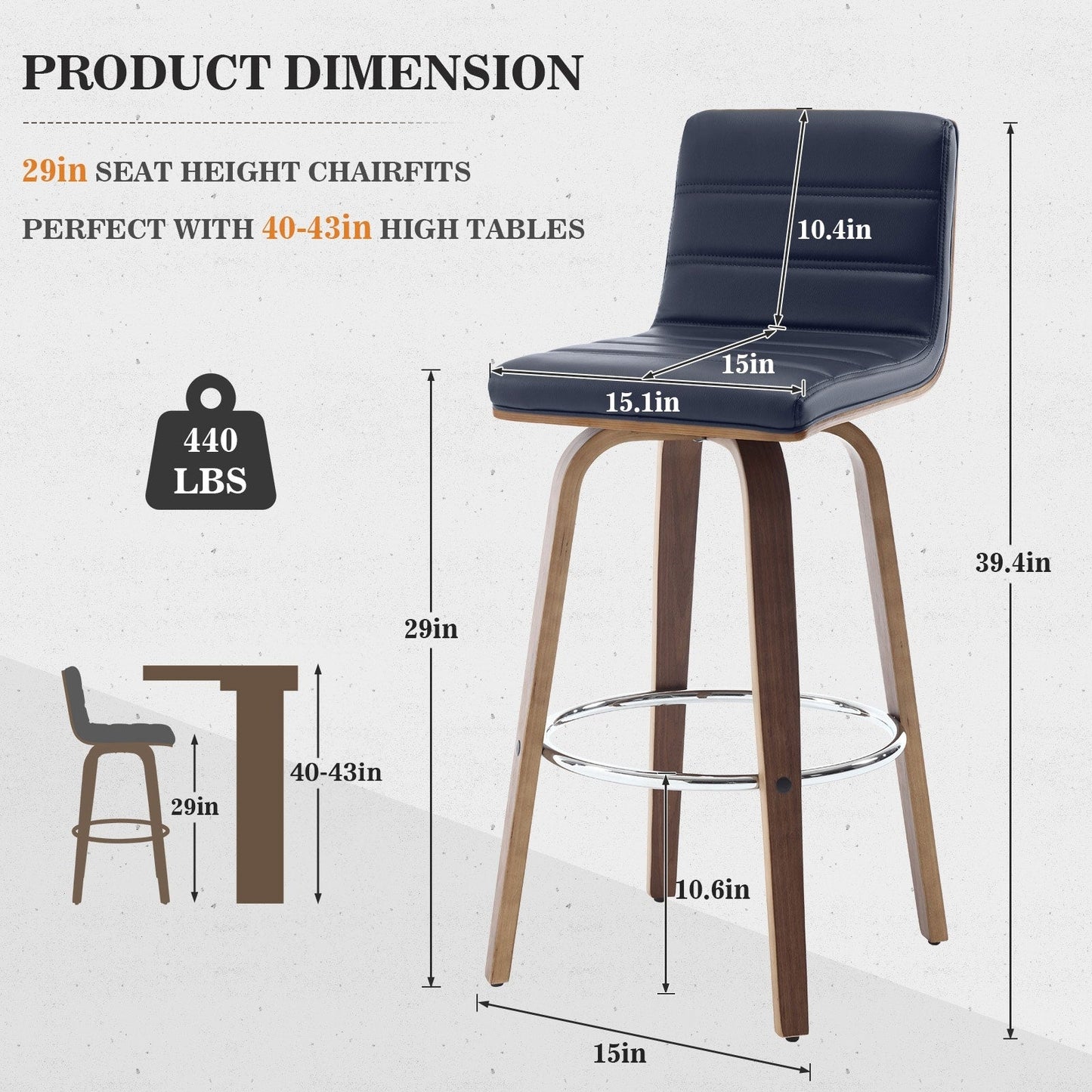 26/29 Faux Leather Swivel Bar/Counter Stools, Set of 2/3