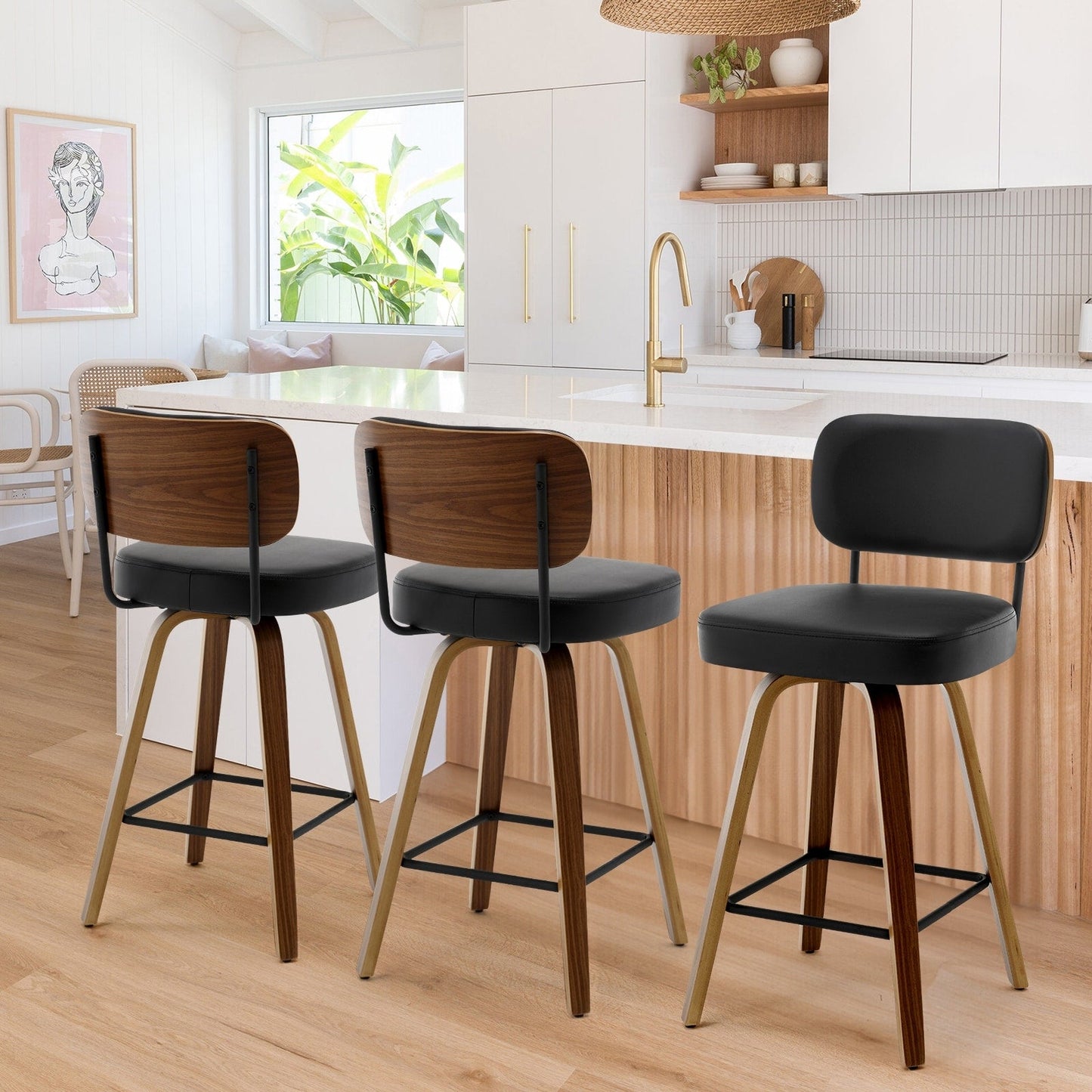 26/29 Swivel Bar Stools/ Counter Stools with Bentwood Legs