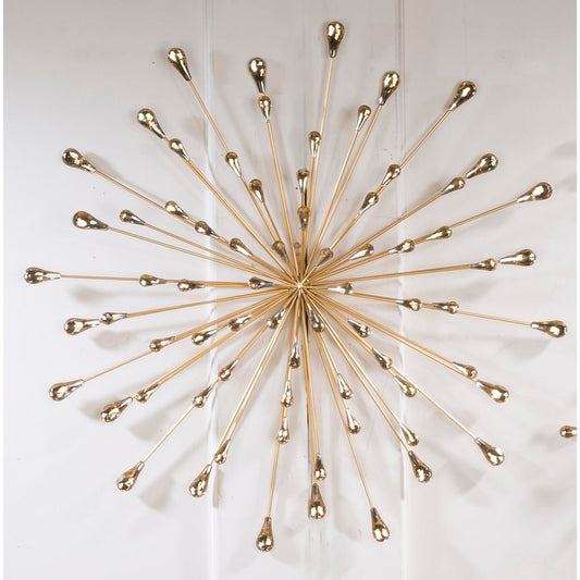 28 DIA Gold Starburst Metal/Clear Beads Wall Art
