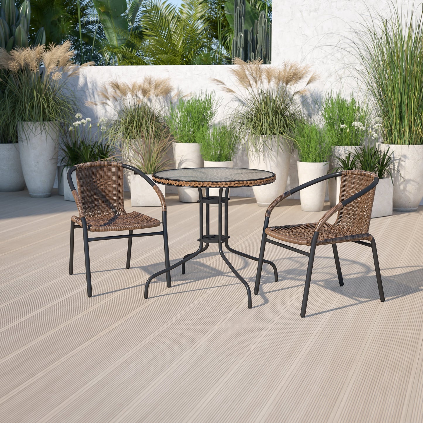 3-piece Outdoor Table/Chair Set - 28.75W x 28.75D x 28H