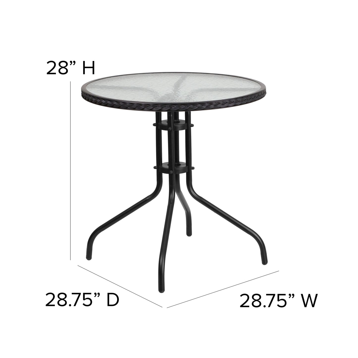 3-piece Outdoor Table/Chair Set - 28.75W x 28.75D x 28H