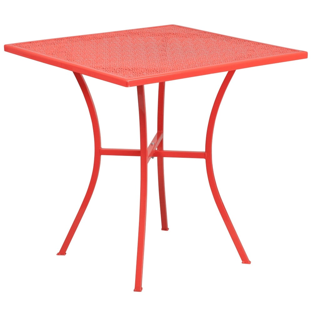 28'' Square Indoor-Outdoor Steel Patio Table Set with 2 Square Back Chairs