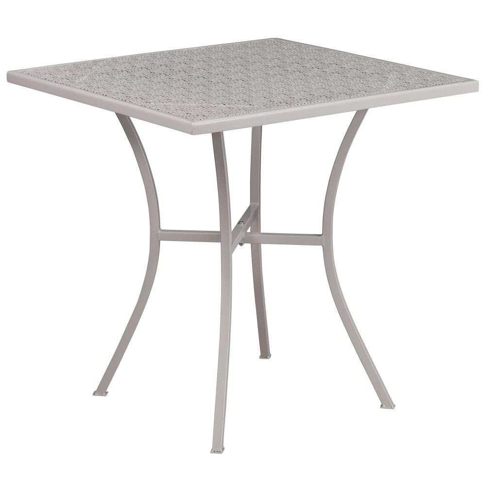 28'' Square Indoor-Outdoor Steel Patio Table Set with 2 Square Back Chairs