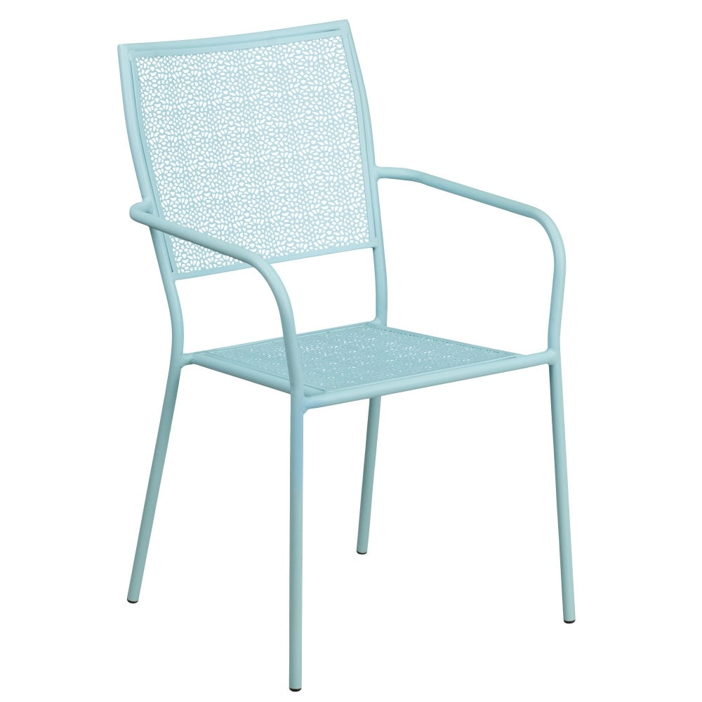 28'' Square Indoor-Outdoor Steel Patio Table Set with 2 Square Back Chairs