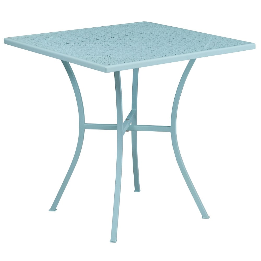 28'' Square Indoor-Outdoor Steel Patio Table Set with 2 Square Back Chairs